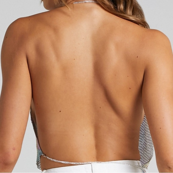 Showpo Iridescent Chain Mesh Halter Top (New with Tags) - Picture 3 of 7